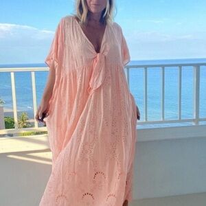 YOUNG FABULOUS & BROKE Eyelet Kaftan Swimsuit Cover Up Dress Mumu Vacation Small